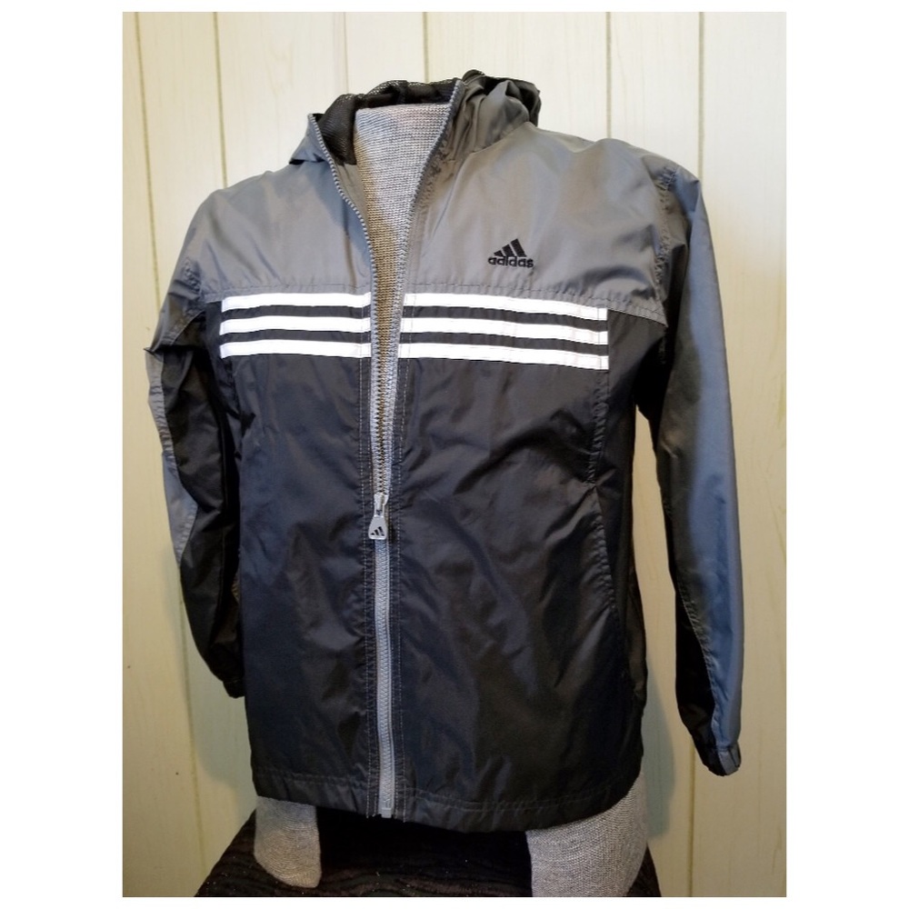 Boy’s ADIDAS 3 Stripe Hooded Windbreaker Jacket